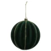 BOULE DE NOEL PLASTIQUE VELOURS VERT OR 10CM