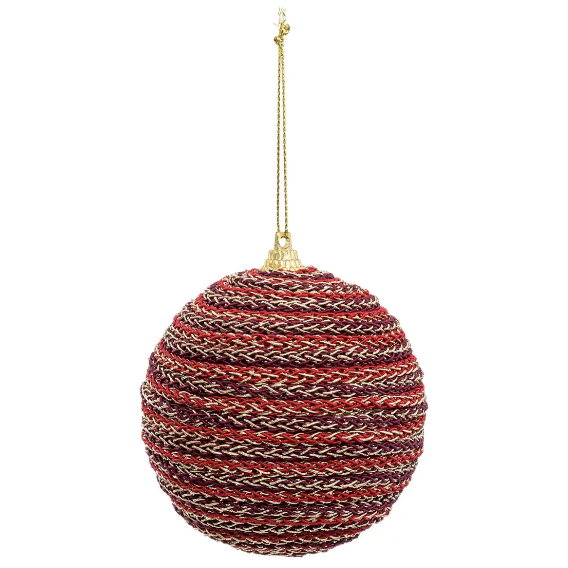 BOULE DE NOEL TISSEE ROUGE 8CM