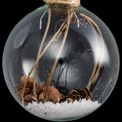 BOULE DE NOEL VERRE BRANCHE ET POMME DE PIN 6CM