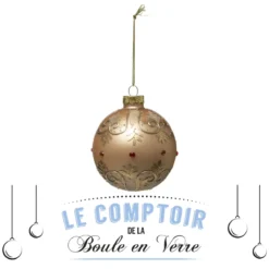 BOULE DE NOEL VERRE 8CM BAROQUE ROUGE