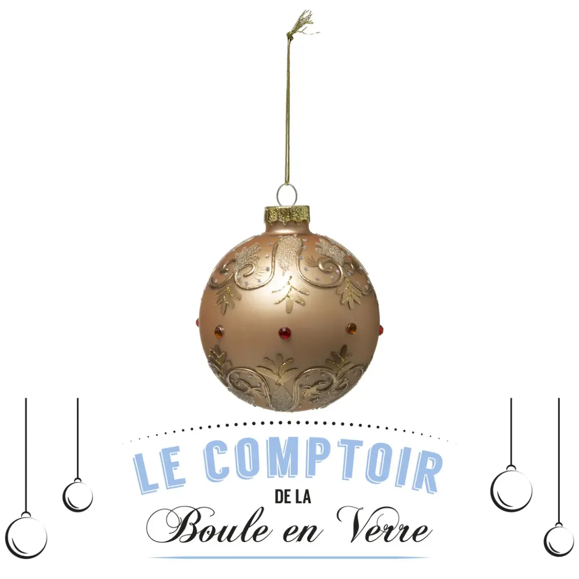 BOULE DE NOEL VERRE 8CM BAROQUE ROUGE