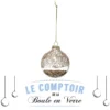 BOULE DE NOEL VERRE 6CM EMBOSSEE INTERIEUR STRASS BRONZE