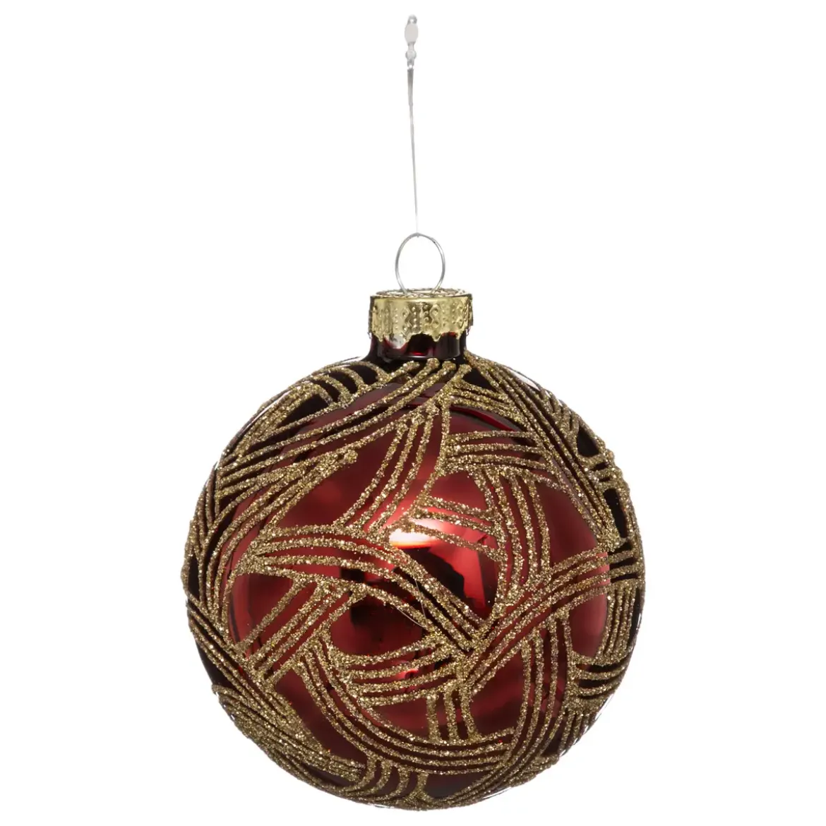 BOULE DE NOEL VERRE 7CM PAILLETTE VAGUES