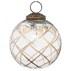 BOULE DE NOEL VERRE CROISILLON OR 8CM