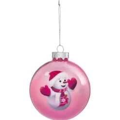 BOULE DE NOEL VERRE ENFANT BLEUE 80MM