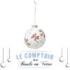 BOULE DE NOEL VERRE FLOCON ROUGE OR 8CM