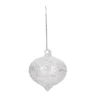 BOULE DE NOEL VERRE FORME OIGNON PAILLETE SILVER