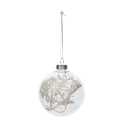 BOULE DE NOEL VERRE GARNISSAGE SILVER BRANCHE 8CM