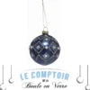 BOULE DE NOEL VERRE LOSANGES 8CM