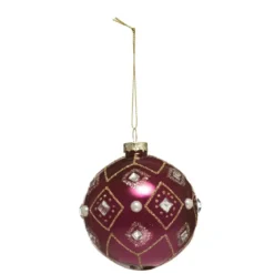 BOULE DE NOEL VERRE LOSANGES 8CM