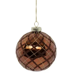 BOULE DE NOEL VERRE MARRON VELOURS 9CM