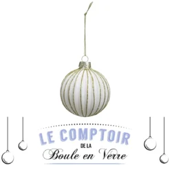 BOULE DE NOEL VERRE STRIE OR 7CM