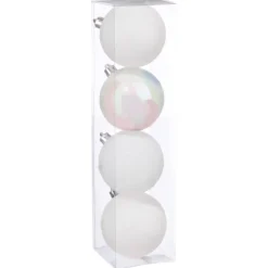 BOULE DE NOEL X4 PIECES BLANC 8CM