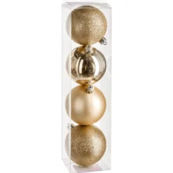 BOULE DE NOEL X4 PIECES OR 8CM