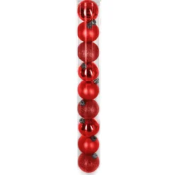 BOULE DE NOEL X9 PIECES ROUGE 6CM