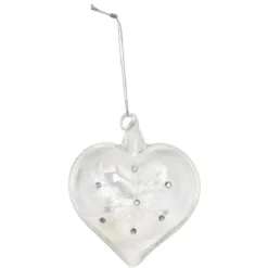 BOULE EN VERRE ARGENTEE IRISEE FORME COEUR 8CM
