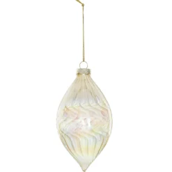BOULE EN VERRE DOREE IRISEE FORME ALLONGEE 8CM