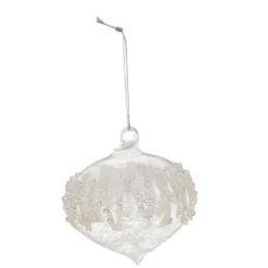 BOULE EN VERRE FORME OIGNON AVEC STRASS 8CM