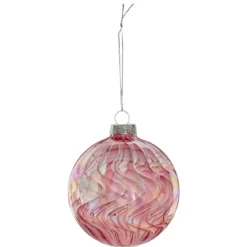 BOULE EN VERRE ROUGE IRISEE 8CM