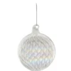 BOULE EN VERRE TRANSPARENT IRISEE 8CM
