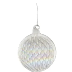 BOULE EN VERRE TRANSPARENT IRISEE 8CM