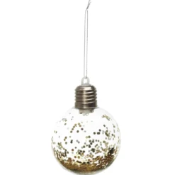 BOULE LED AVEC PAILLETTES DOREES 8CM