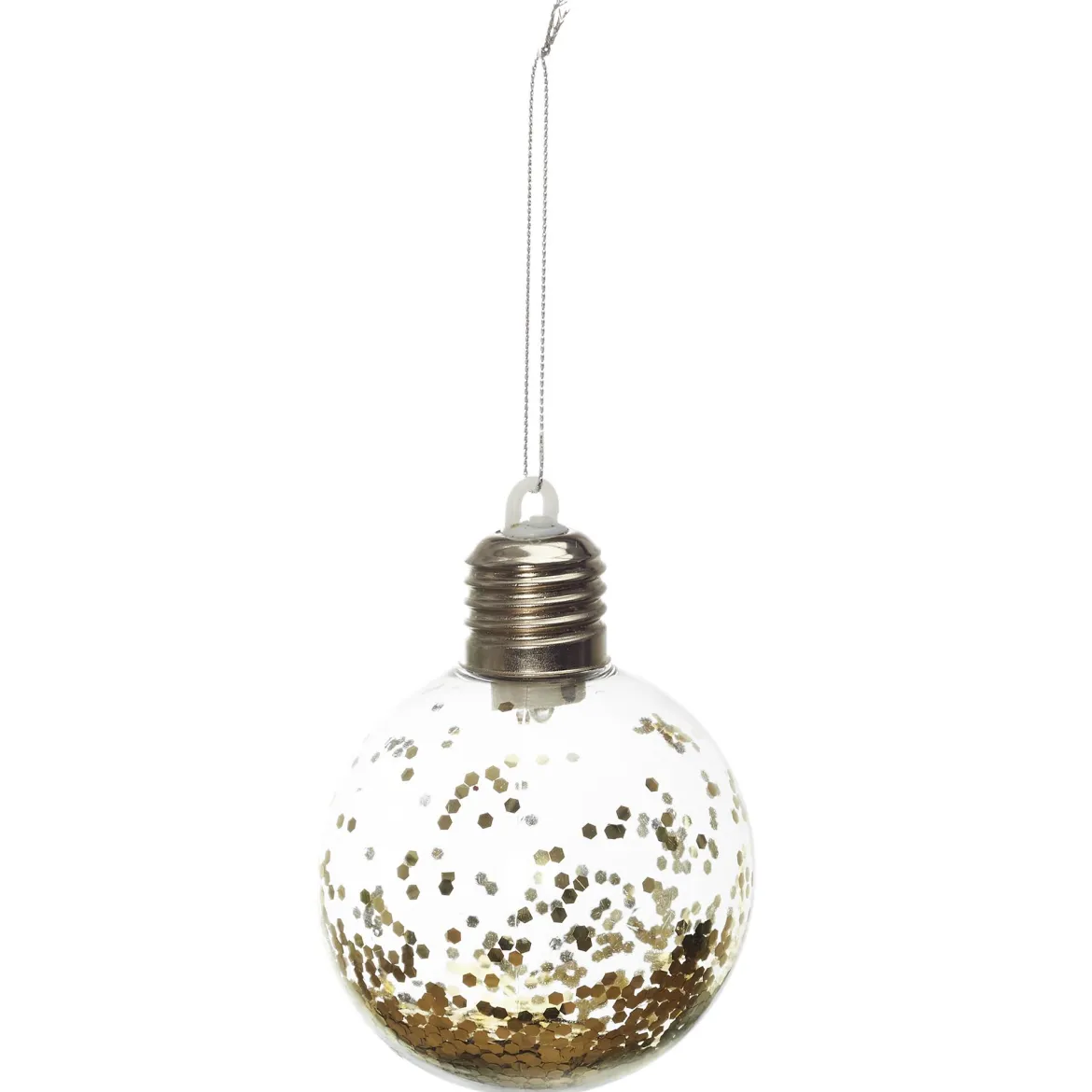 BOULE LED AVEC PAILLETTES DOREES 8CM