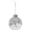 BOULE LED MERRY CHRISTMAS AVEC NEIGE ET HOUX D.8CM