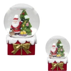 BOULE NEIGE PERE NOEL SAPIN H.10CM