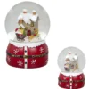 BOULE NEIGE PERE NOEL TRAINEAU H.14CM