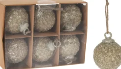BOULE NOEL D.8CM PERLES ARGENT