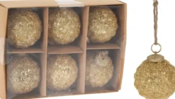 BOULE NOEL D.8CM PERLES DORE