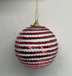BOULE NOEL D.6.5CM ROUGE ET BLANC