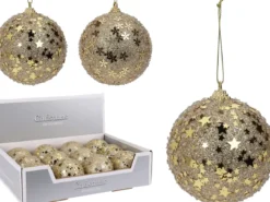BOULE NOEL 80MM PAILLETE DORE