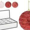 BOULE NOEL 80MM ROUGE BLANC 4