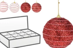 BOULE NOEL 80MM ROUGE BLANC 4