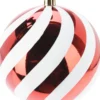 BOULE NOEL RAYEE ROUGE ET BLANC D.18CM
