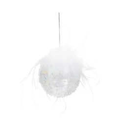 BOULE NOEL VERRE ARC EN CIEL PLUME PAILLETTE
