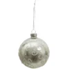 BOULE NOEL VERRE ARGENTE ET BLANCHE 8CM
