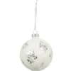 BOULE NOEL VERRE BLANCHE ET ARGENTE 8CM
