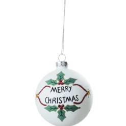 BOULE NOEL VERRE BLANCHE HOUX D.8CM