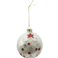 BOULE NOEL VERRE BLANCHE SAPIN 8CM