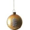 BOULE NOEL VERRE DOREE SAPIN NEIGE D.8CM