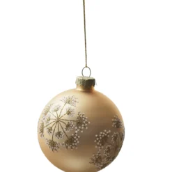 BOULE NOEL VERRE DORE FLEURS D.8CM
