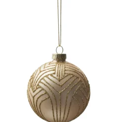 BOULE NOEL VERRE DORE GEOMETRIQUE D.8CM