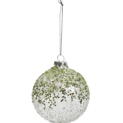 BOULE NOEL VERRE ETOILES VERTES 8CM