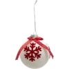 BOULE NOEL VERRE FLOCON ROUGE 8CM