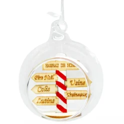 BOULE NOEL VERRE PANNEAUX CHRISTMAS D.8CM