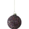 BOULE NOEL VERRE ROSE PAILLETEE D.8CM