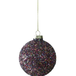 BOULE NOEL VERRE ROSE PAILLETEE D.8CM